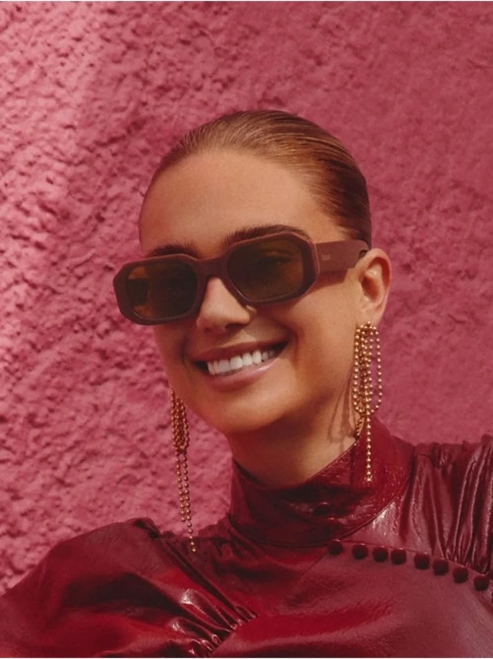 Quay HYPED UP Sunglasses Dahlia Frame / Brown Lens - Picture 1 of 4